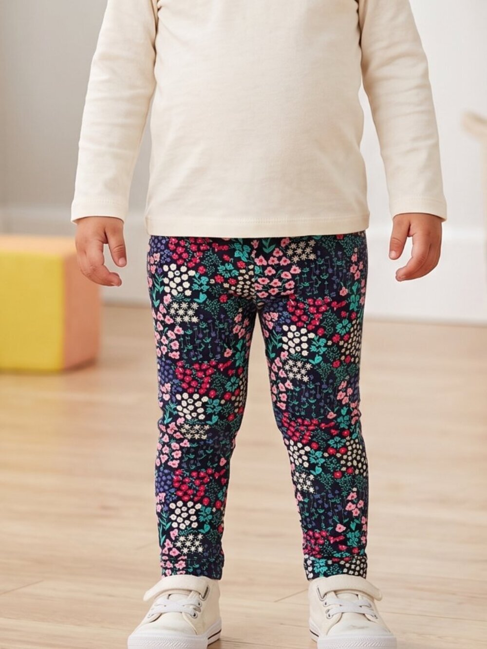 NWT Carter's Black Multi-Color Floral Print Toddler Leggings | 2T